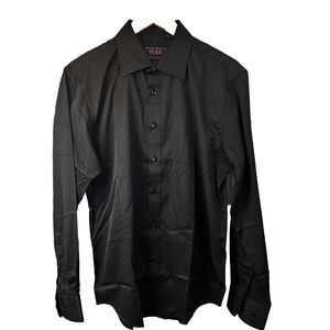 FLEX Luxury Collection Italy Design Dress Shirt Long Sleeve Black Mens S